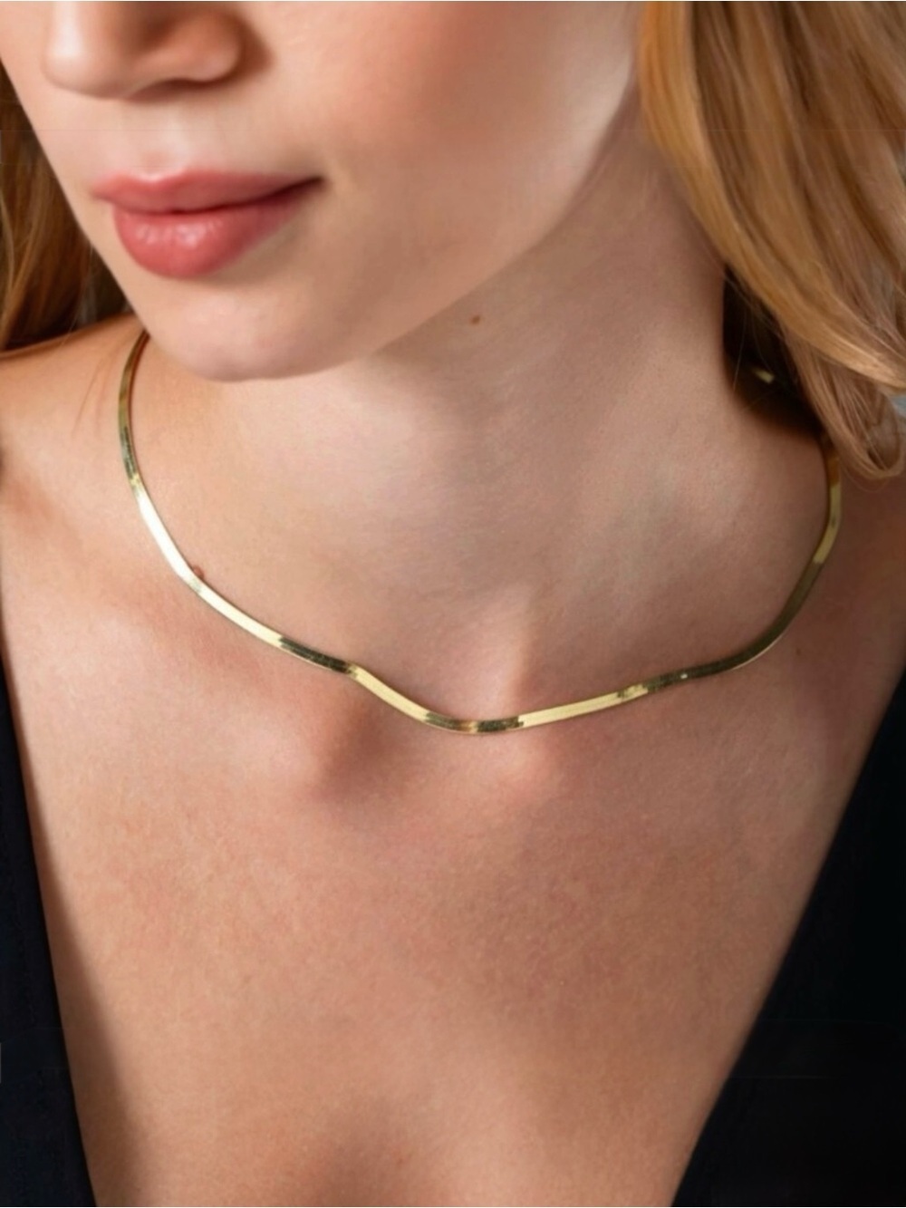NWT Classic Herringbone Chain 18K Gold Plated 3mm Minimalist